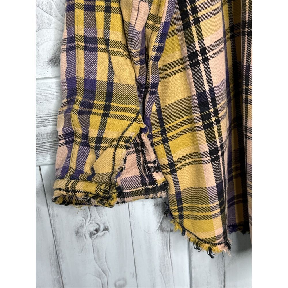 WE THE FREE PEOPLE SUMMER DAYDREAM YELLOW PLAID OVERSIZE BUTTON UP TUNIC SHIRT S - Picture 11 of 16